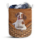 Small Size Dog Brittany Spaniel Dog Rattan Texture Laundry Basket For Bathroom Bedroom Storage