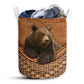 Small Size Bear Lover Brown Bear Rattan Texture Laundry Basket For Bathroom Bedroom Storage
