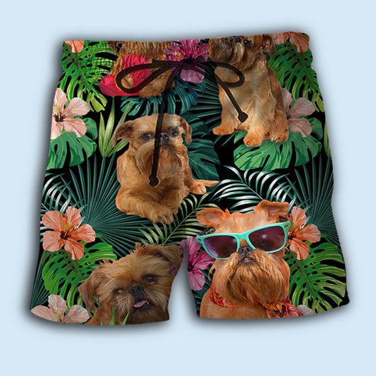 Brussels Griffon Tropical Dog Lover Beach Shorts For Beach Trips And Relaxed Vacation Styling