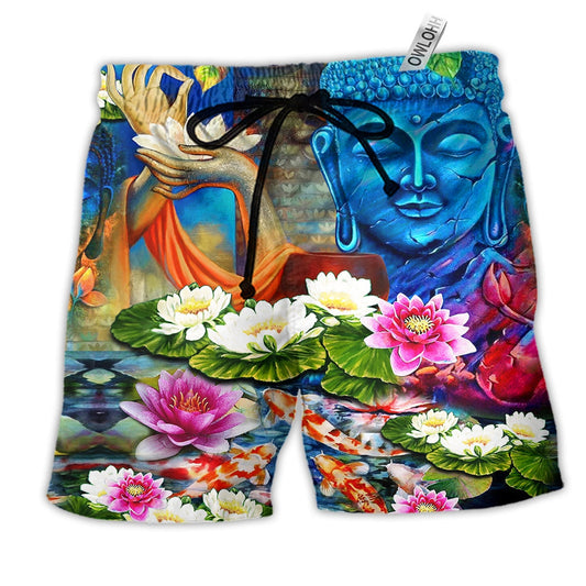 Buddha What You Think You Become Hawaiian Print Beach Shorts For Seaside Travel And Relaxed Summer Wear