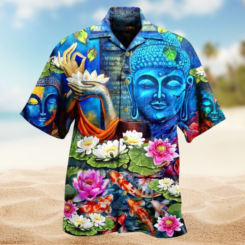Buddha Become Hawaiian Shirt For Summer Vacation, Beach Travel, And Casual Wear