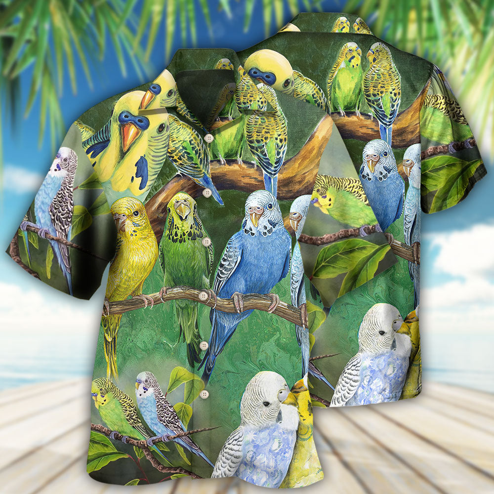Parrot Budgie Hawaiian Shirt Pattern Detail For Vacation Travel And Daily Wear