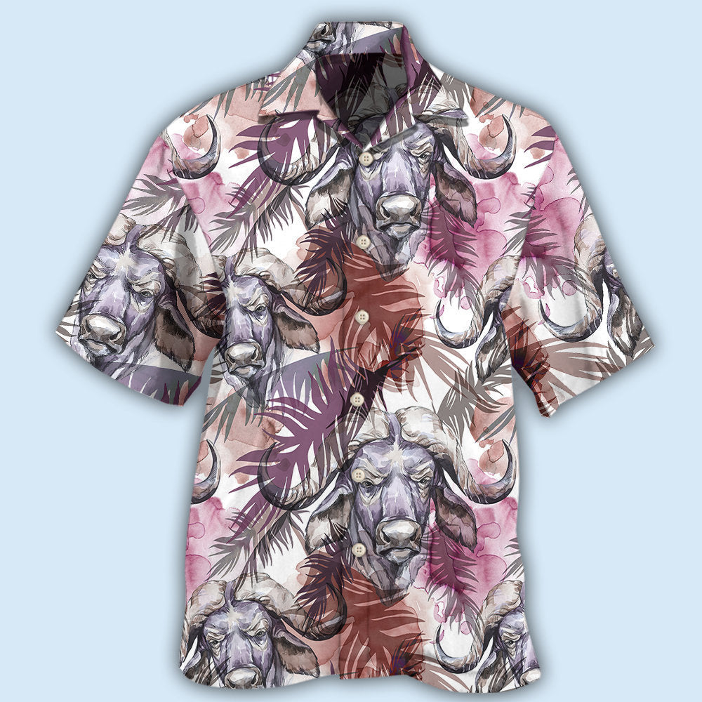 Tropical Bison Hawaiian Shirt With Detailed Graphic For Island Trips Summer Gatherings And Comfortable Daily Wear