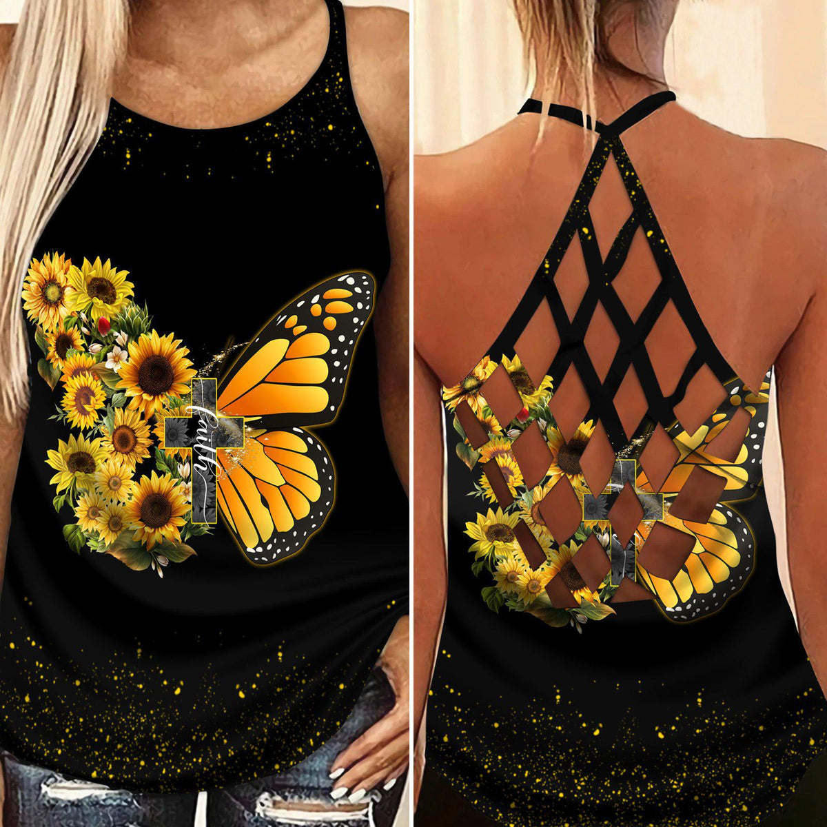 Butterfly Beautiful Everyday Hollow Tank Top For Yoga Practice And Summer Outings
