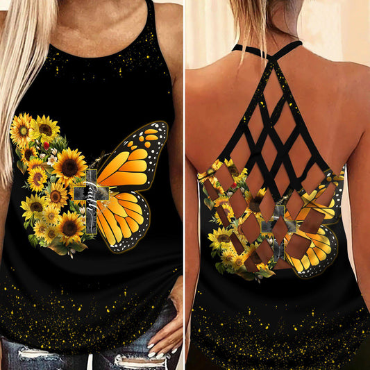 Butterfly Beautiful Everyday Hollow Tank Top For Yoga Practice And Summer Outings