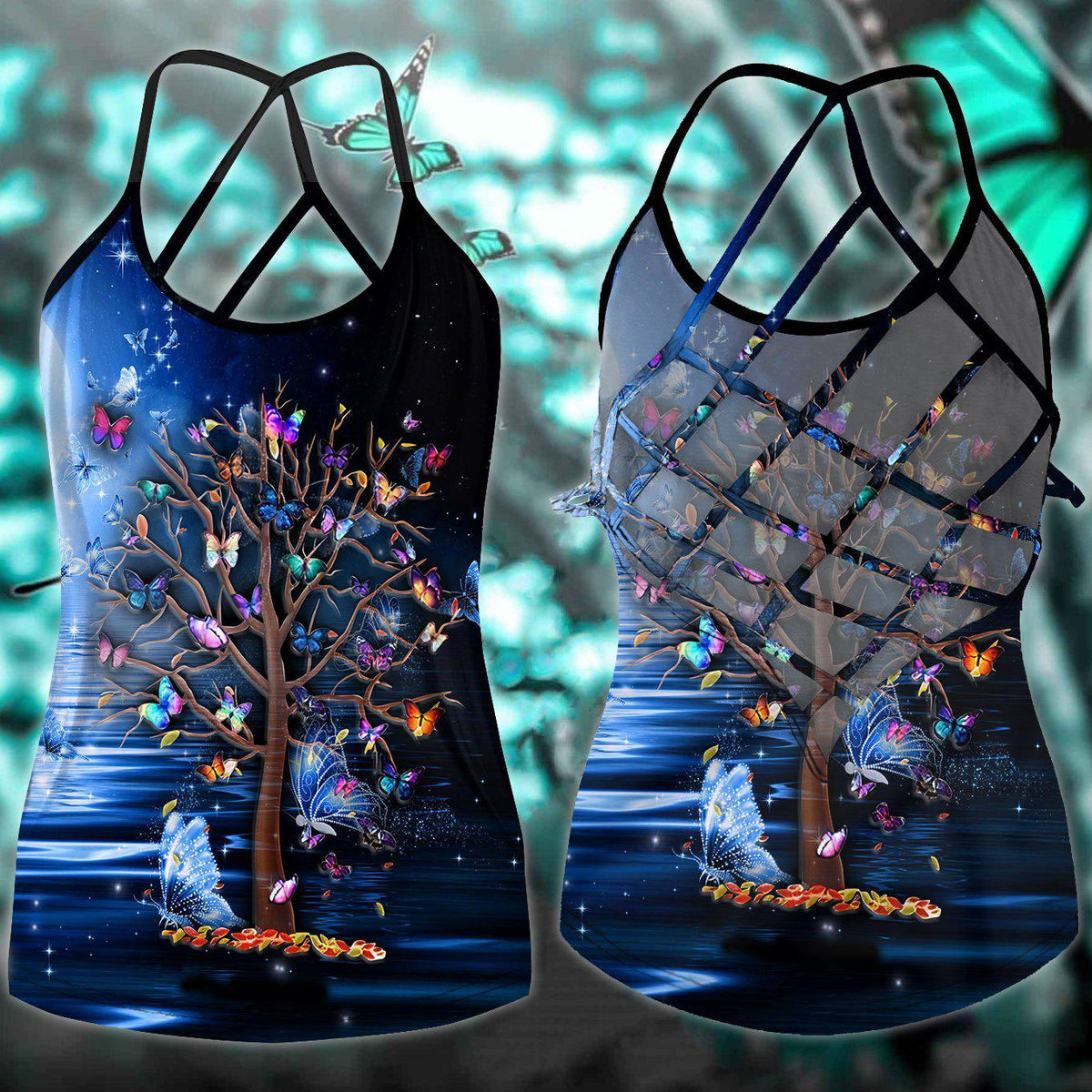 Butterfly Beautiful Everyday Hollow Tank Top For Fitness Activities And Casual Wear