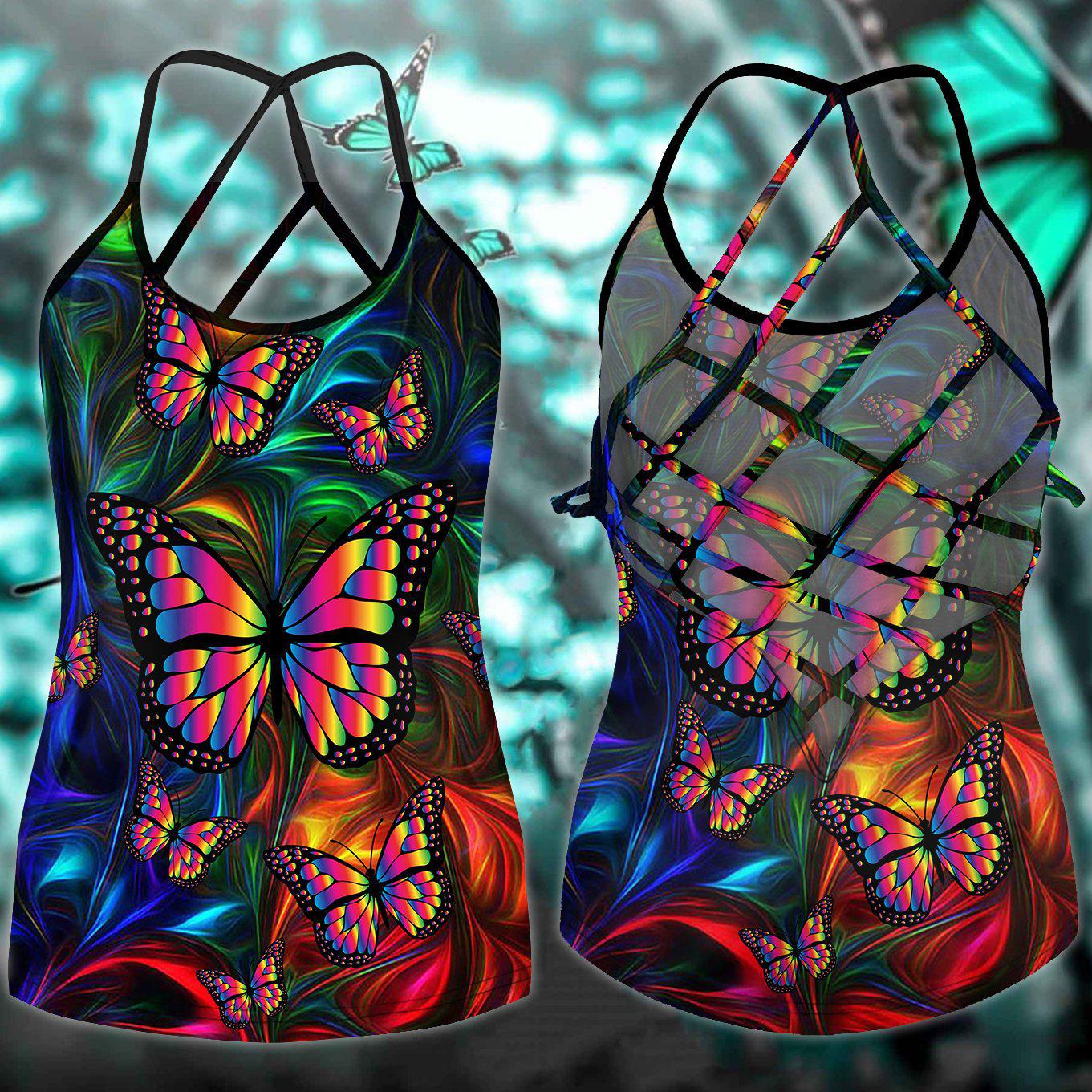 Butterfly Beautiful Everyday Hollow Tank Top For Studio Sessions And Floral Style