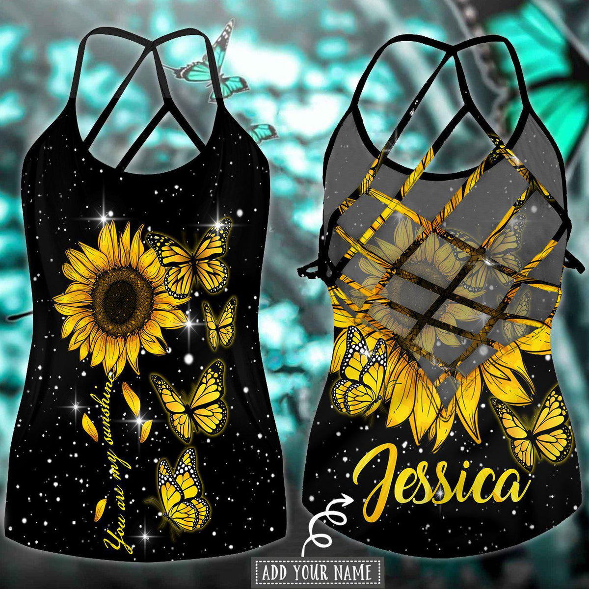 Butterfly Beautiful Everyday Name Hollow Tank Top For Yoga Practice And Summer Outings