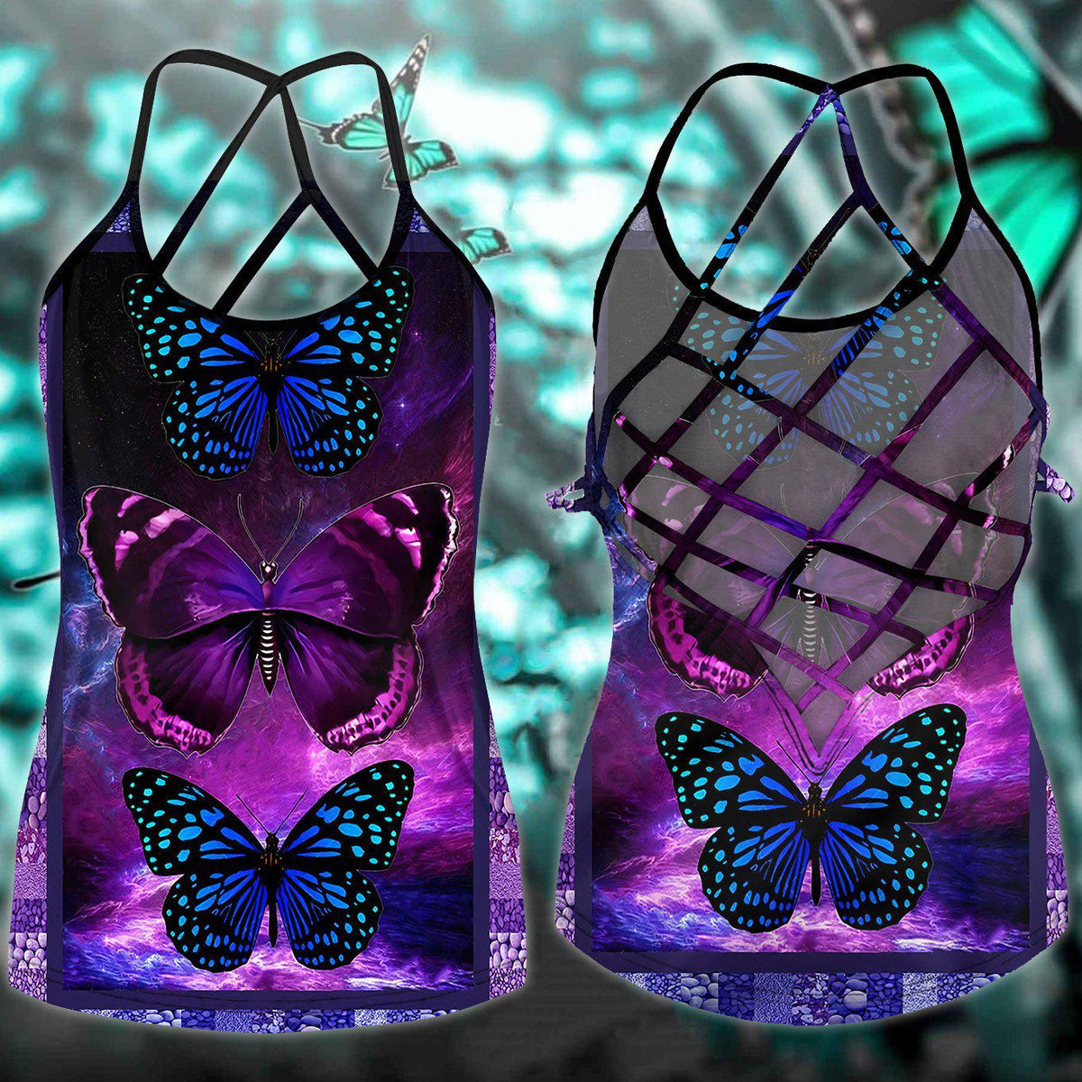 Butterfly Beautiful Everyday Hollow Tank Top For Floral Art Lovers And Daily Style