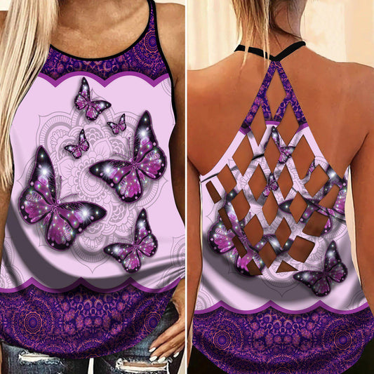 Butterfly Beautiful Everyday Hollow Tank Top For Workout Classes And Daily Comfort