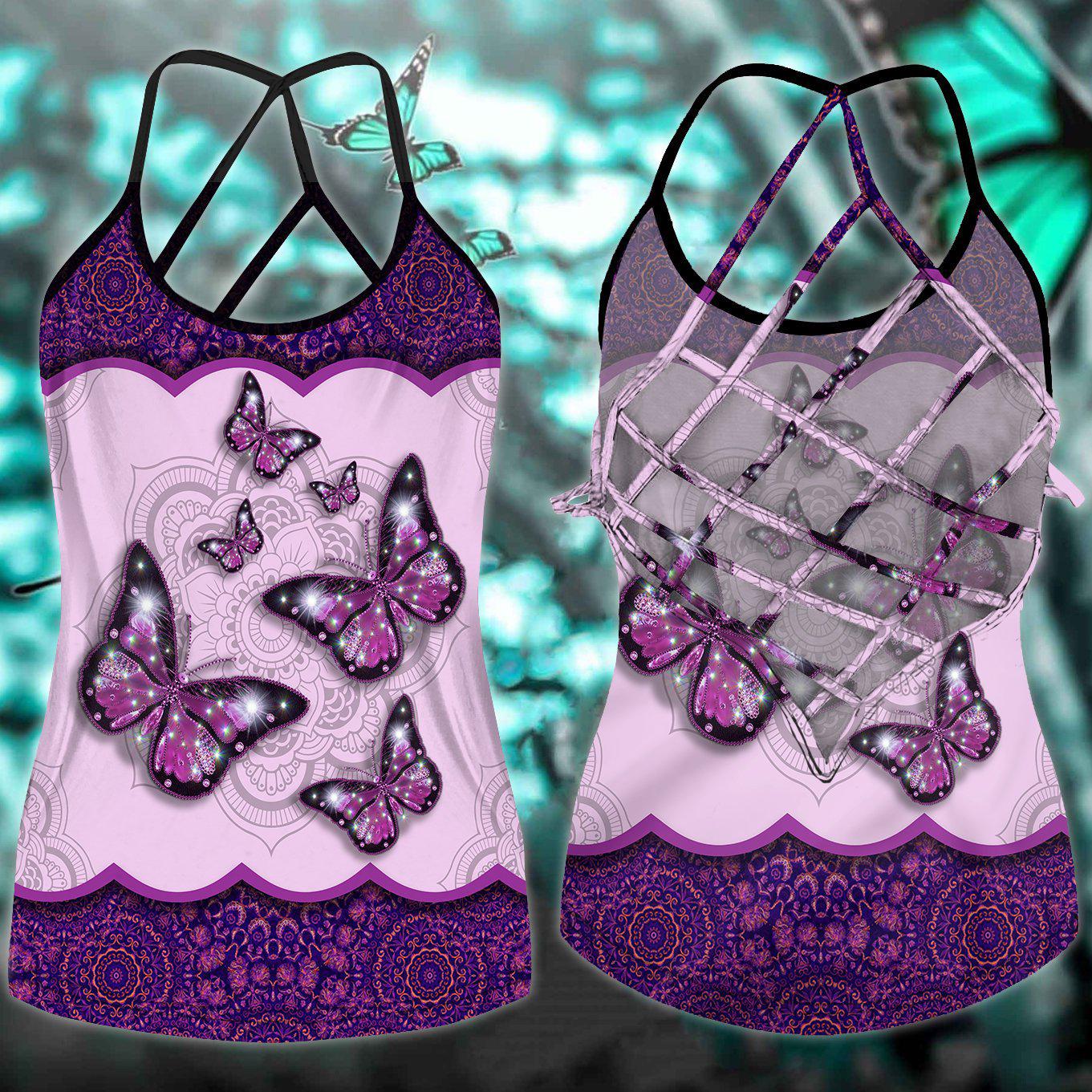 Butterfly Beautiful Everyday Hollow Tank Top For Workout Classes And Daily Comfort