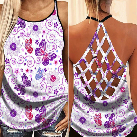 Butterfly Beautiful Everyday Hollow Tank Top For Festival Events And Comfortable Wear
