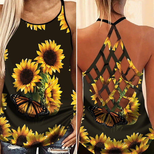 Butterfly Beautiful Everyday Hollow Tank Top For Yoga Workouts And Vacation Wear