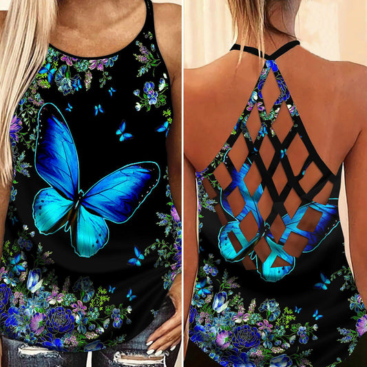 Butterfly Beautiful Everyday Hollow Tank Top For Weekend Outings And Fitness Days