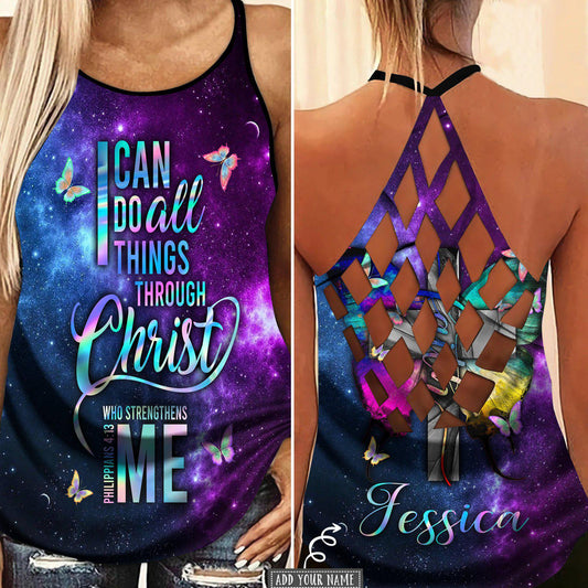Butterfly Beautiful Everyday Name Hollow Tank Top For Fitness Activities And Casual Wear