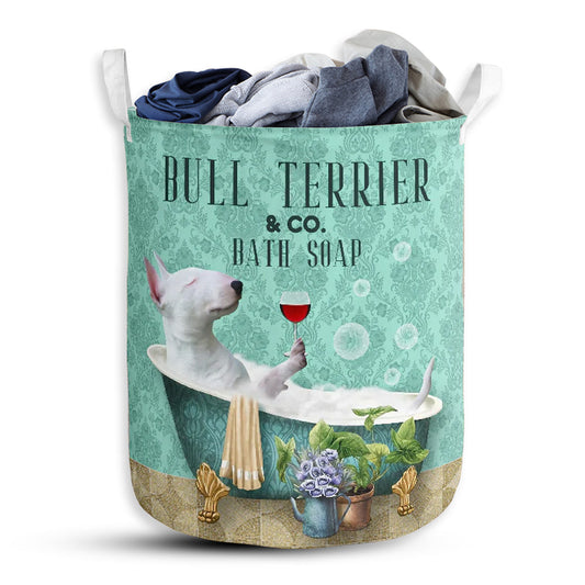 Small Size Bull Terrier Dog And Bath Soap Laundry Basket For Bathroom Bedroom Storage