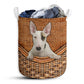 Small Size Bull Terrier Dog Rattan Texture Laundry Basket For Bathroom Bedroom Storage