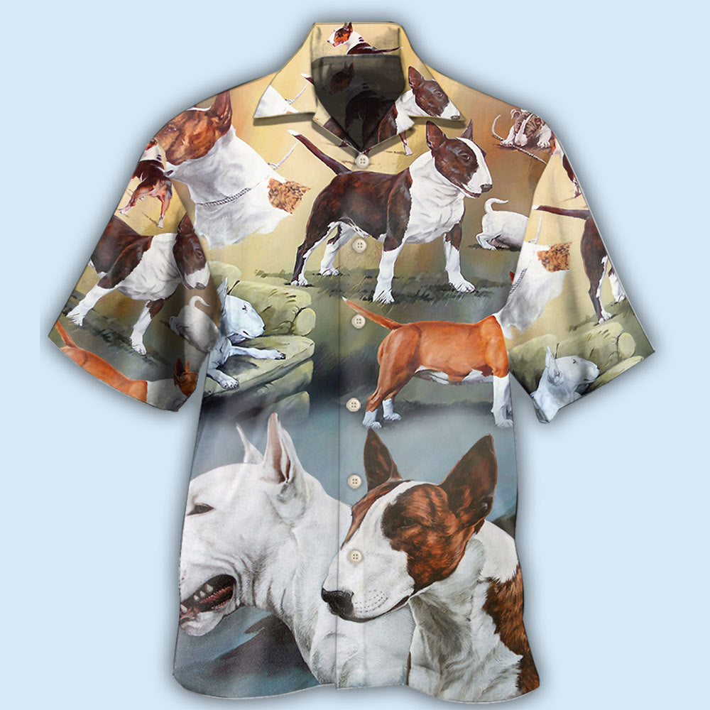 Dog Bull Terrier Hawaiian Shirt For Resort Getaways And Comfortable Summer Activities