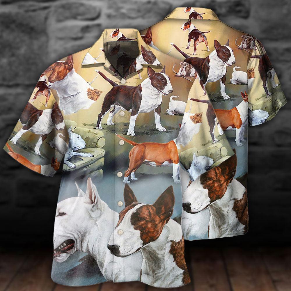 Dog Bull Terrier Hawaiian Shirt Design Detail For Sunny Adventures And Casual Wear