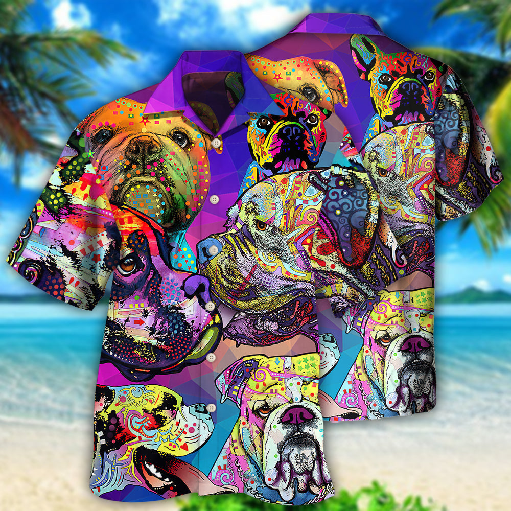 Bulldog Hawaiian Shirt Design Detail For Sunny Adventures And Casual Wear