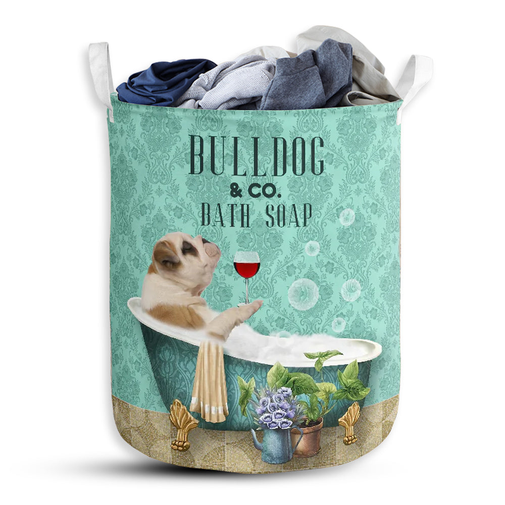 Small Size Bulldog And Bath Soap Laundry Basket For Bathroom Bedroom Storage
