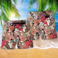 Bulldog With Lovely Floral Beach Shorts Artwork View For Seaside Trips And Casual Style