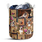 Small Size Bulldog Drawer Floral Style Laundry Basket For Bathroom Bedroom Storage