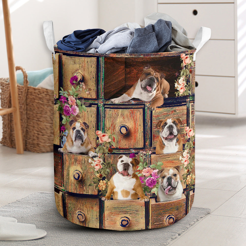 Bulldog Drawer Floral Style Laundry Basket For Room Home Organizer