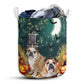 Small Size Bulldog Halloween Night Pumpkin Laundry Basket For Bathroom Bedroom Storage