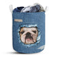 Small Size Bulldog Jean Pattern Laundry Basket For Bathroom Bedroom Storage