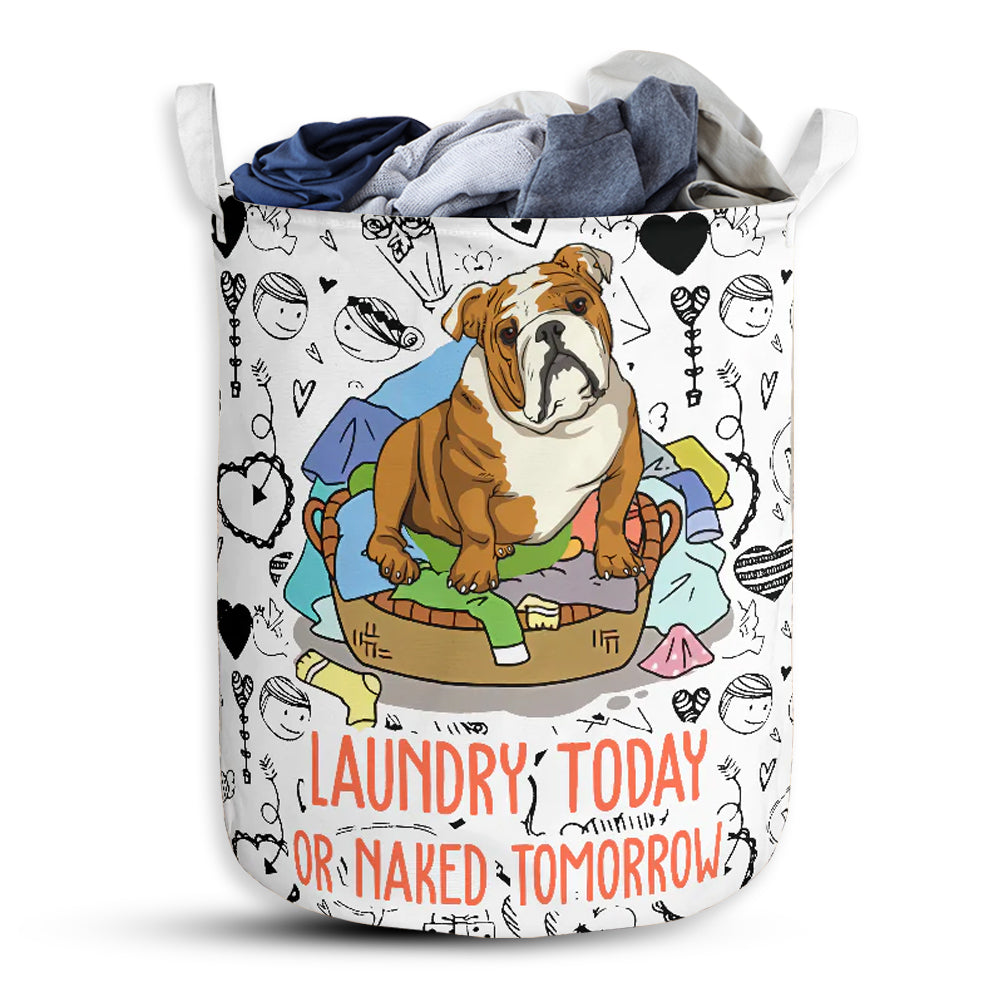 Small Size Bulldog Love Pattern Laundry Basket For Bathroom Bedroom Storage