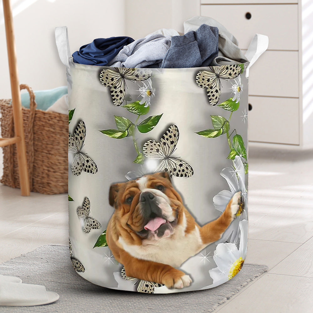 Bulldog Oil Painting Laundry Basket For Room Home Organizer