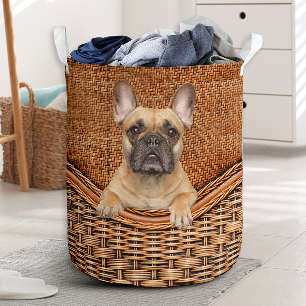 Bulldog Rattan Texture Laundry Basket For Room Home Organizer