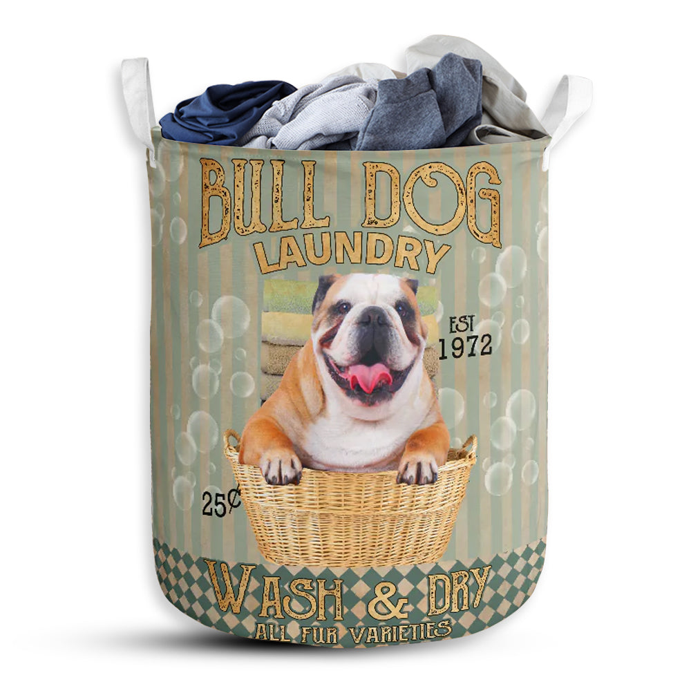Small Size Bulldog Wash And Dry Laundry Basket For Bathroom Bedroom Storage
