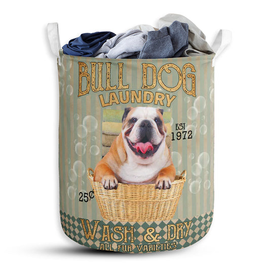 Small Size Bulldog Wash And Dry Laundry Basket For Bathroom Bedroom Storage