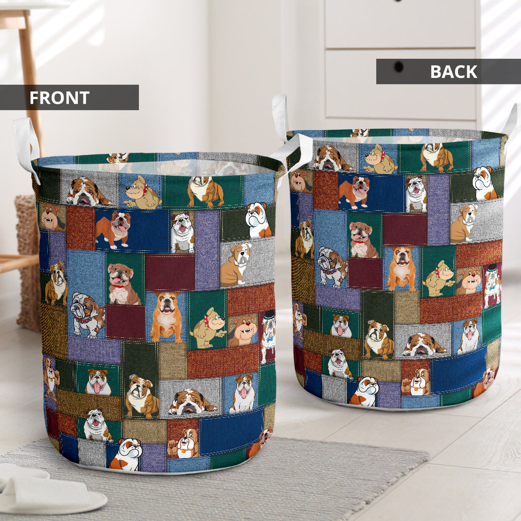Bulldog Little Happy Dog Laundry Basket For Room Home Organizer