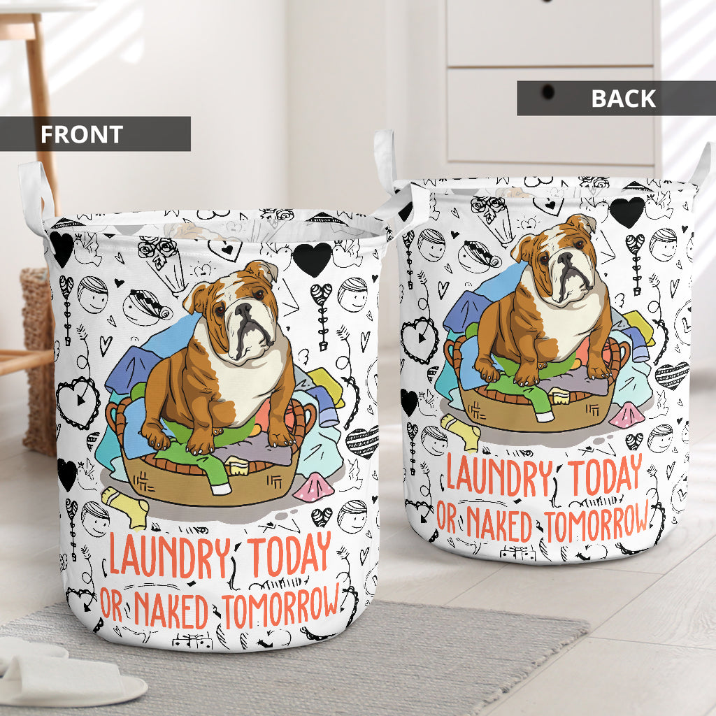 Bulldog Love Pattern Laundry Basket For Nursery Dorm And Home Storage