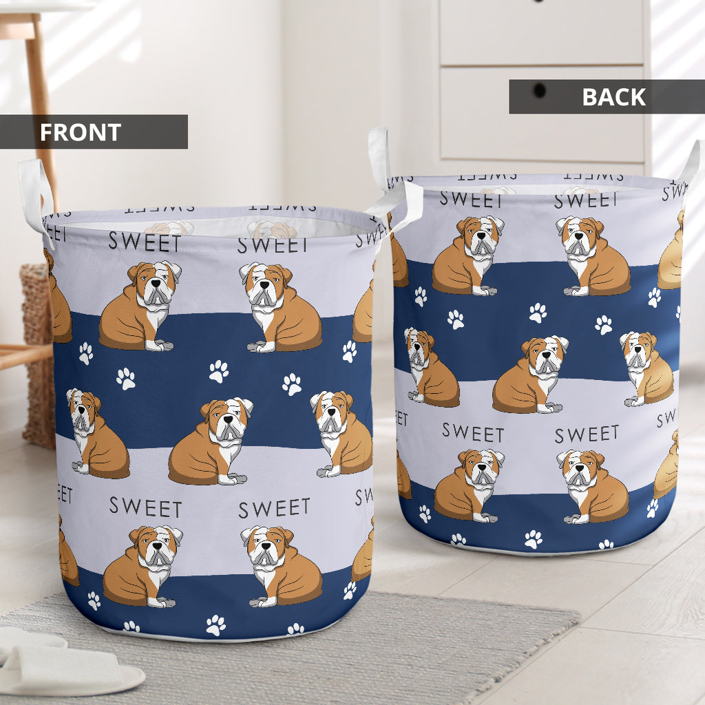 Bulldog Sweet Cute Style Laundry Basket For Nursery Dorm And Home Storage