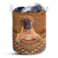 Small Size Bullmastiff Dog Rattan Texture Laundry Basket For Bathroom Bedroom Storage