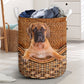 Bullmastiff Dog Rattan Texture Laundry Basket For Room Home Organizer