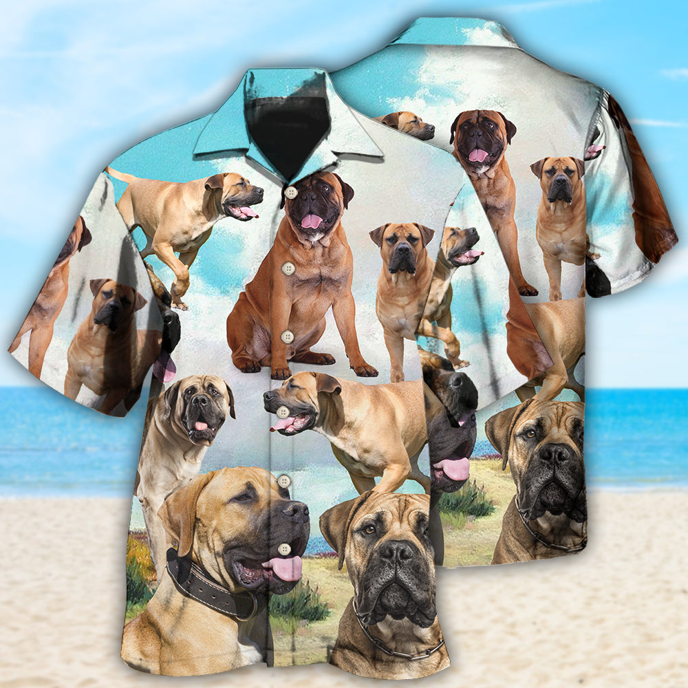 Dog Bullmastiff Beautiful Hawaiian Shirt Artwork Detail For Resort Trips And Outdoor Activities