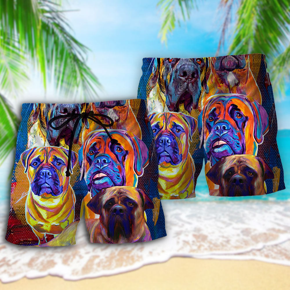 Bullmastiff Artistic Dog Lover Beach Shorts For Resort Travel And Thoughtful Summer Gifting