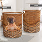 Bullmastiff Dog Rattan Texture Laundry Basket For Nursery Dorm And Home Storage