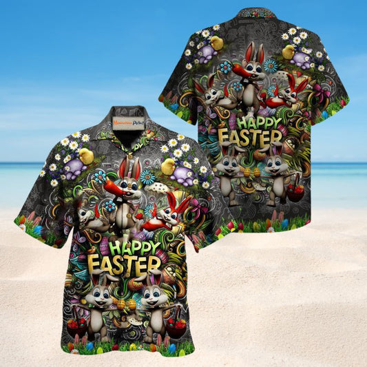 Bunny Happy Easter April Hawaiian Shirt For Resort Getaways Outdoor Parties And Everyday Summer Wear