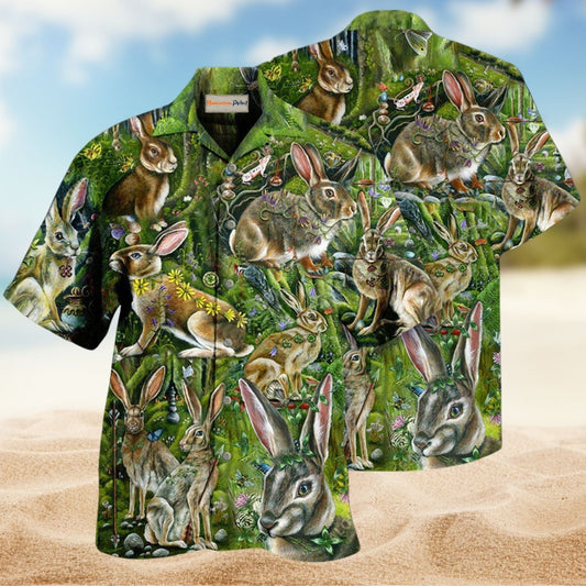 Bunny Creative Pattern Hawaiian Shirt For Island Vacations, Resort Wear, And Relaxed Seasonal Style