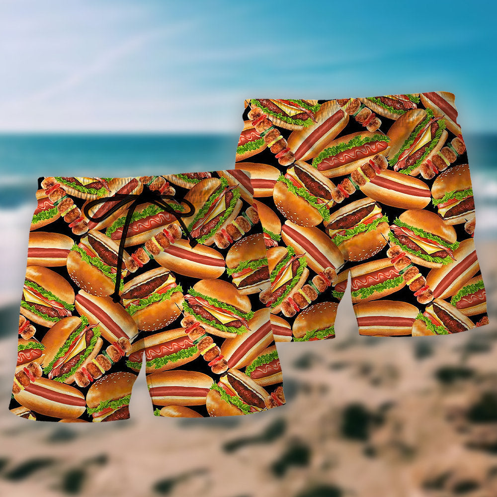Life Is Better With Burgers Food Beach Shorts Artwork View For Seaside Trips And Casual Style