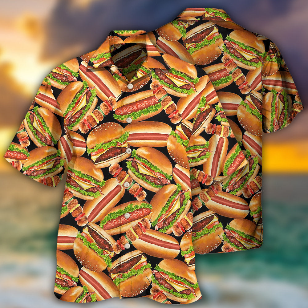 Food Burger Hawaiian Shirt Pattern View For Lightweight Everyday Style