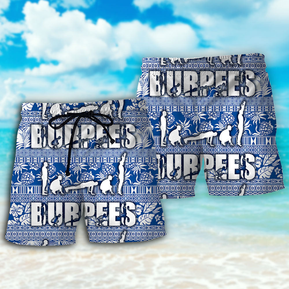 Burpees Made American Happy Tropical Beach Shorts For Poolside Relaxation And Summer Adventures