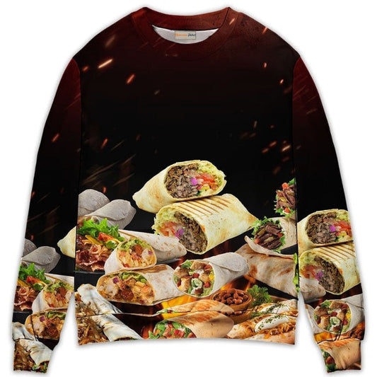 Burritos Fast Food Delicious Sweater For Casual Wear Travel Holidays And Comfortable Everyday Styling