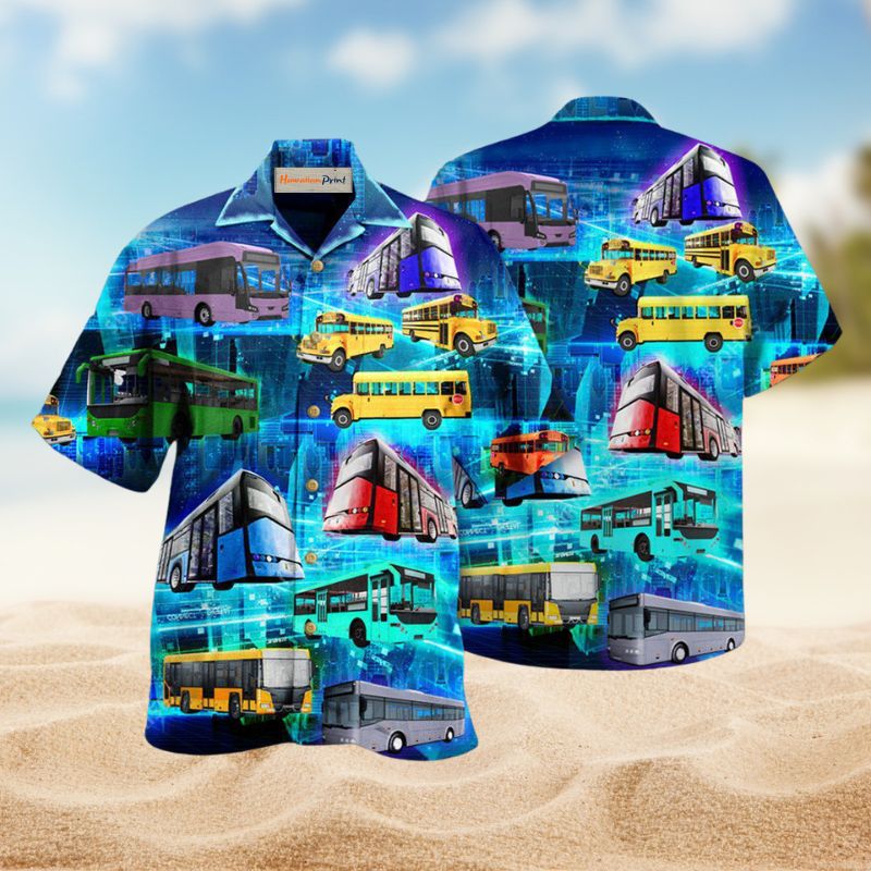 Bus Vibrant Journey Hawaiian Shirt For Beach Days, Summer Outings, And Thoughtful Gift Giving